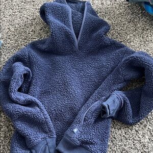 Athleta Girl Navy Blue sherpa Sweatshirt